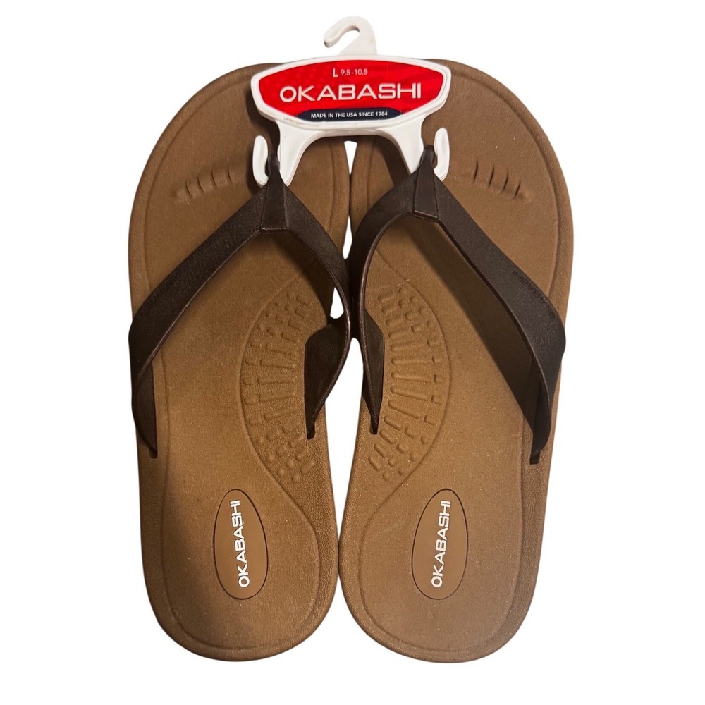 Okabashi Womens Brown Flip Flop NEW Size L 9.5-10.5 Comfort Arch Support USA
